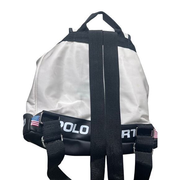 Polo Sport Ralph Lauren Backpack White Nylon Rucksack Flag Logo Vintage Style main image 4